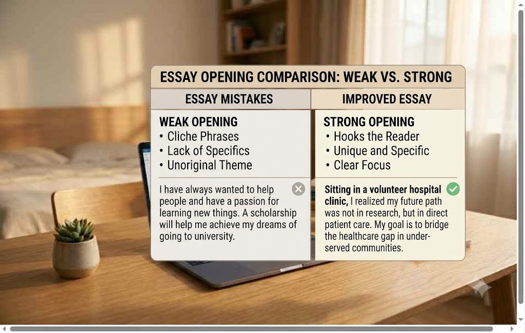 Comparison of a weak and a strong scholarship essay opening