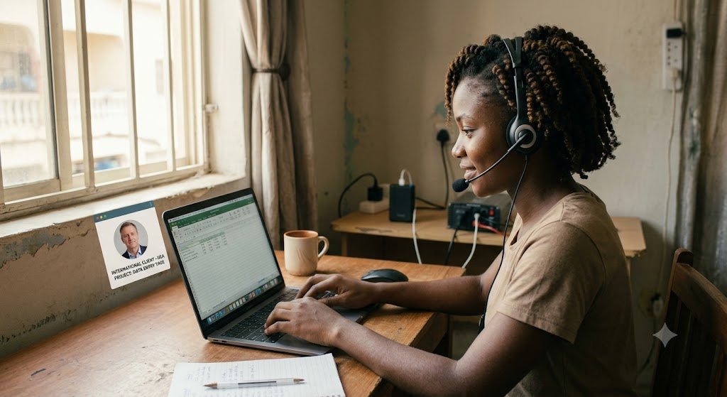 Nigerian virtual assistant working remotely for an international client